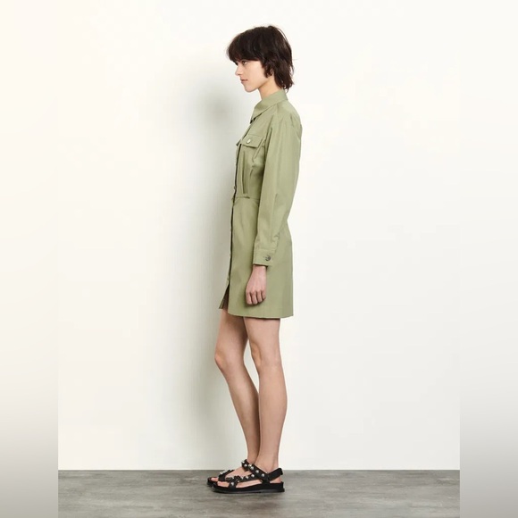 ▪️NWT Sandro Short Cotton Safari-style Dress - Picture 3 of 8